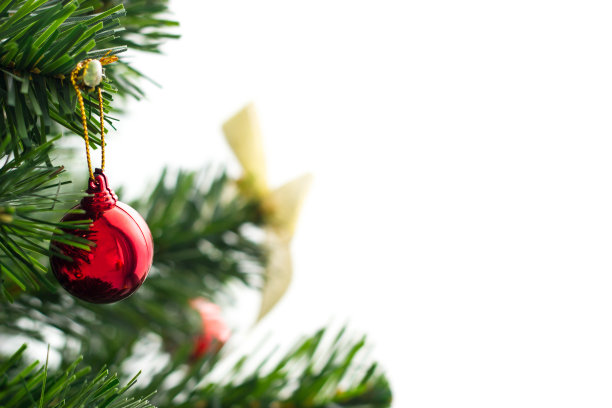 圣诞树红球装饰图片下载