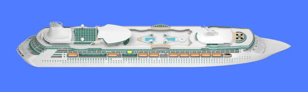 一艘游船被蓝色隔离图片下载