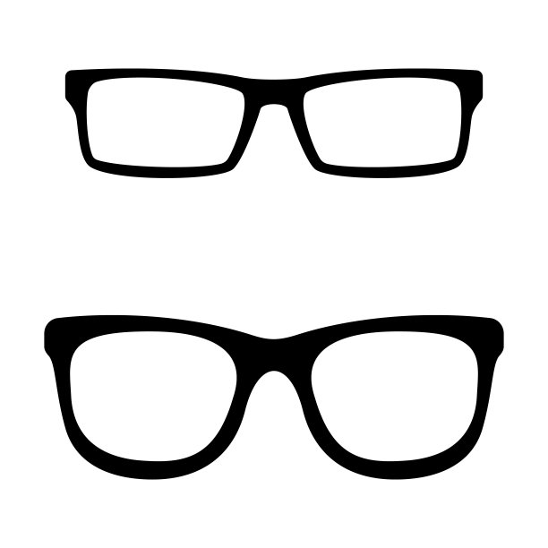 眼镜图标黑白矢量象形图。阅读附件轮廓图片下载