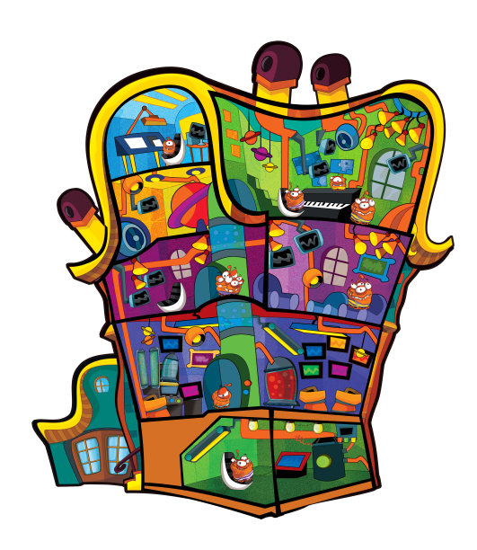 卡通插图的住宅大厦的单位-孤立在白色的背景-切图片下载