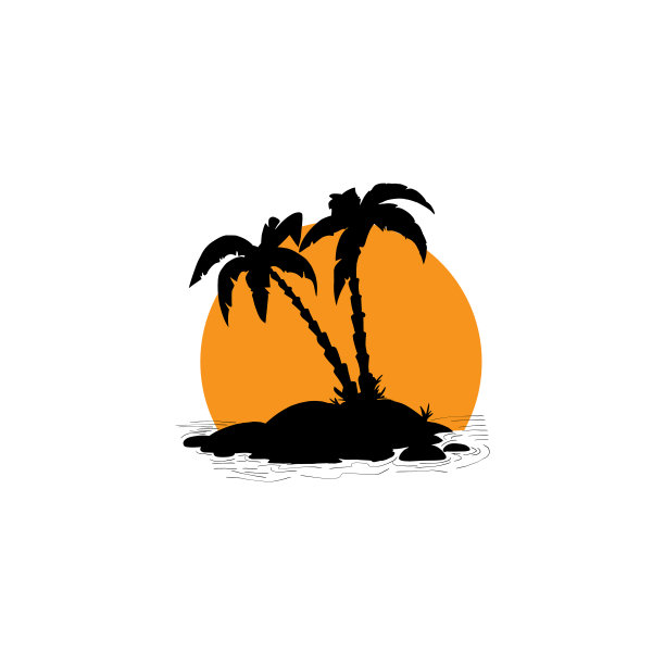 海洋岛上的棕榈树图片下载