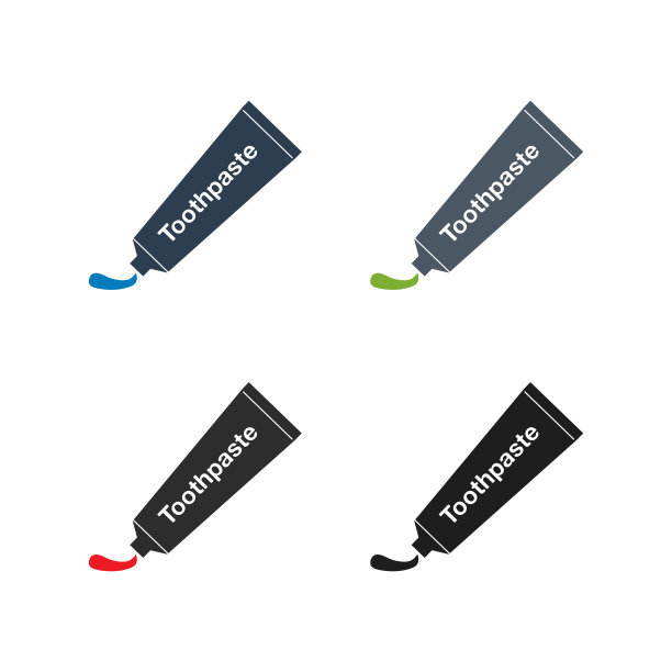 牙膏的图标集。平面风格向量EPS。图片下载