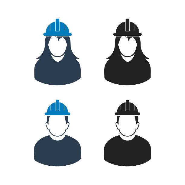 工人的图标集。平面风格向量EPS。图片下载