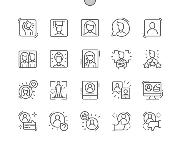 精心制作的像素完美矢量细线图标30 2x网格Web图形和应用程序。简单的最小的象形图图片下载