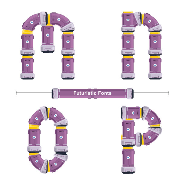 字母排版字体未来主义风格在一套MNOP图片下载