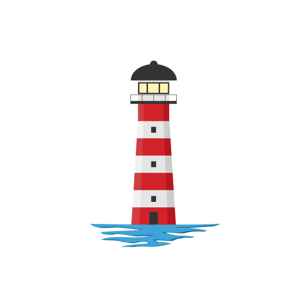 灯塔图标。现代灯塔多色图标。图片下载