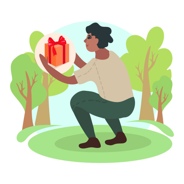 在森林里的男人手里拿着暗喻的礼物图片下载