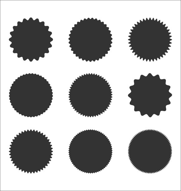 sunburst徽章圈形状复古设计的集合图片下载