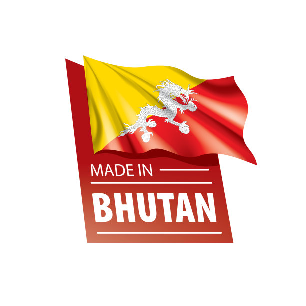不丹国旗，矢量插图在白色的背景图片下载