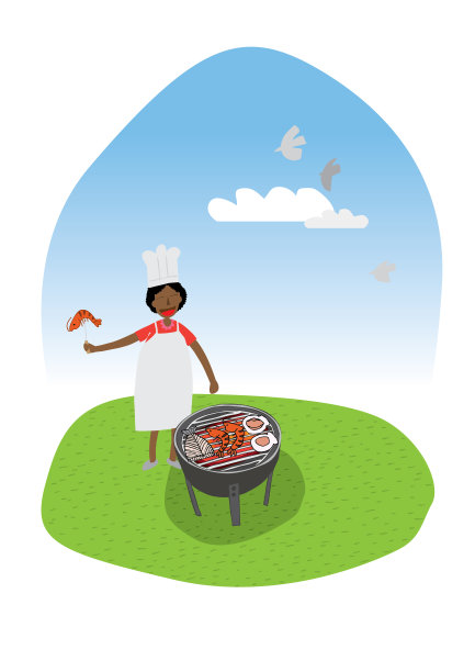 在户外烧烤的厨师图片下载