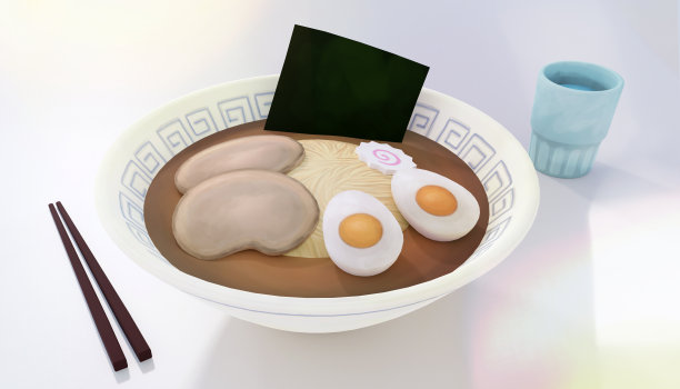 日式拉面碗数码手绘插画图片下载