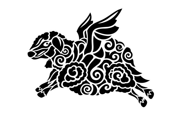 部落纹身艺术与程式化的飞羊图片下载