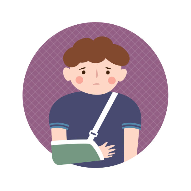 一个男孩和一只断了的胳膊。骨骨折。图片下载