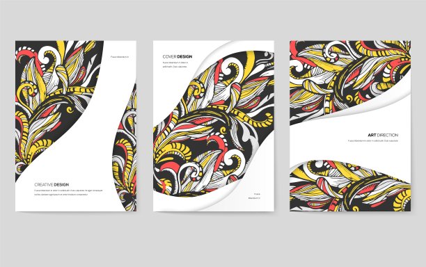 抽象矢量手册卡片集。印刷艺术模板的传单，杂志，海报，书籍封面，横幅。丰富多彩的设计邀请概念背景。布局装饰插图现代页面图片下载