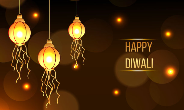 排灯节印度教节日贺卡设计图片下载