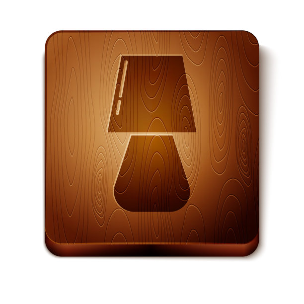 棕色台灯图标孤立在白色背景上。木制方形按钮。矢量图图片下载