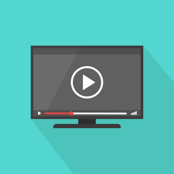 平板电视与播放器视频技术矢量图标，led电视显示与高清晰度数字技术符号图片下载