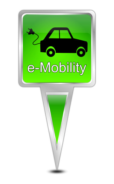 地图指针与e-Mobility - 3d插图图片下载