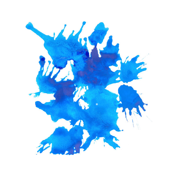 艺术手刷溅蓝色的白色背景。图片下载