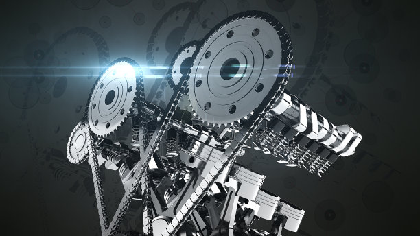 工作V8引擎- 3D插图渲染图片下载