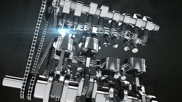 燃油喷射V8引擎与视觉效果- 3D插图渲染图片下载