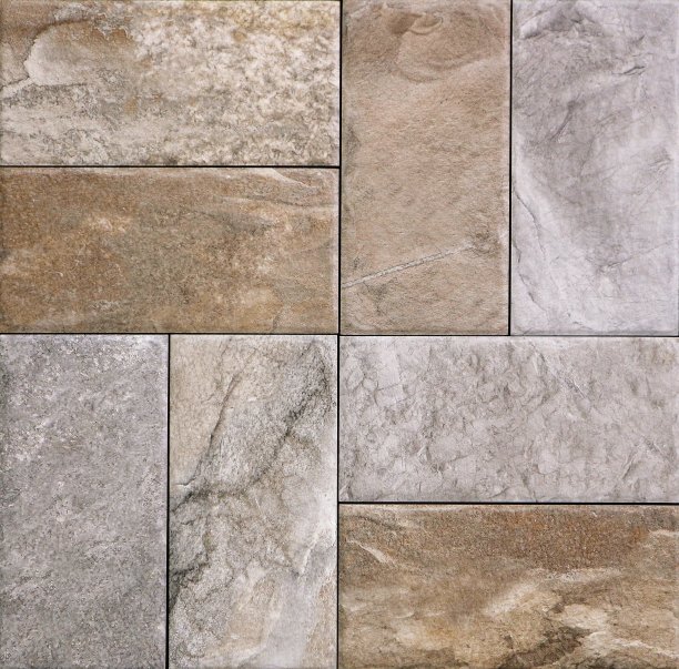 棕色和灰色的天然石材瓷砖用于乡村室内地板图片下载