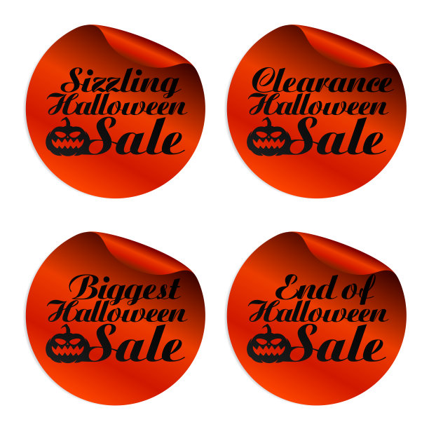 红色万圣节促销贴纸滋滋作响，清仓，最大，结束图片下载