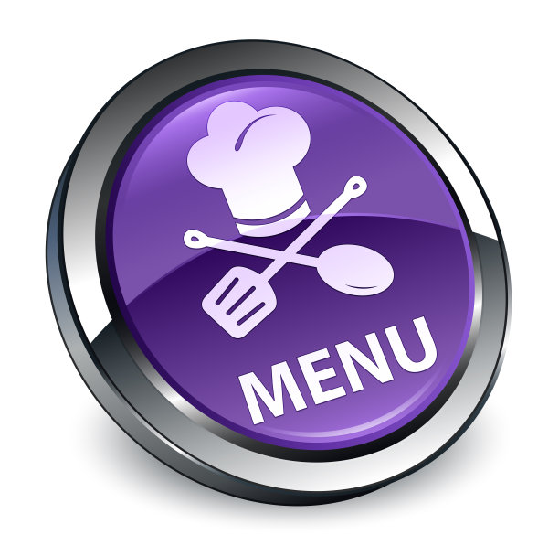 菜单(餐厅图标)3d紫色圆形按钮图片下载