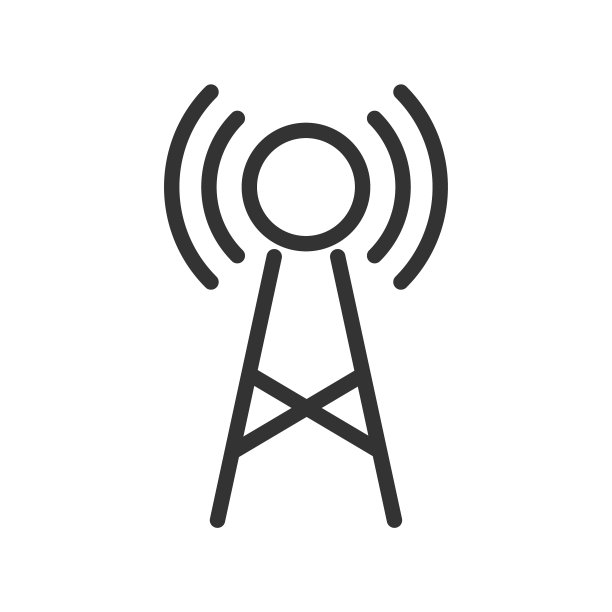 无线电塔轮廓UI网页图标。用于网页、移动设备和用户界面设计的无线电塔矢量图标，与白色背景隔离图片下载