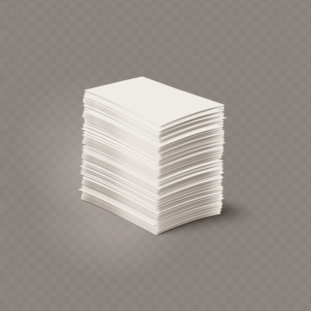 透明背景上的一堆空白纸。图片下载