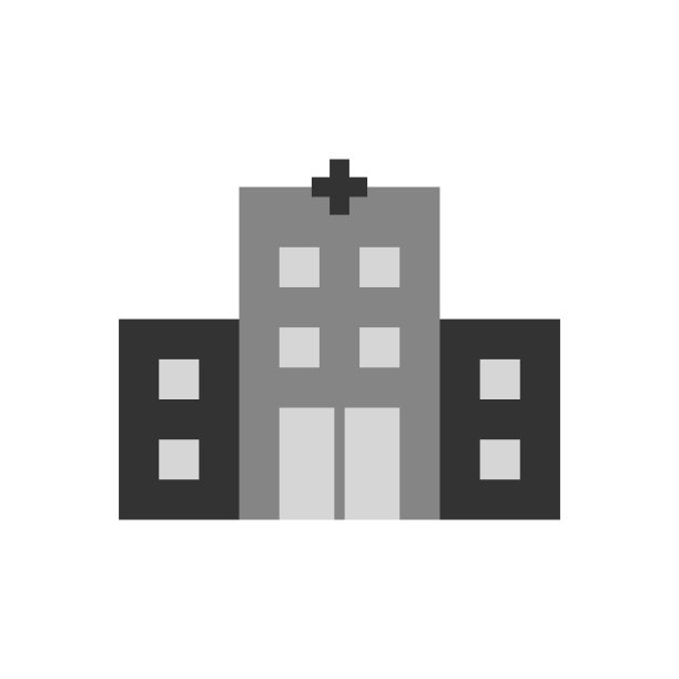 白色背景上的灰色诊所建筑图标图片下载