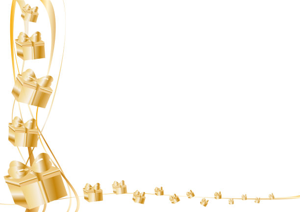 金色礼物作为框架孤立在白色背景图片下载