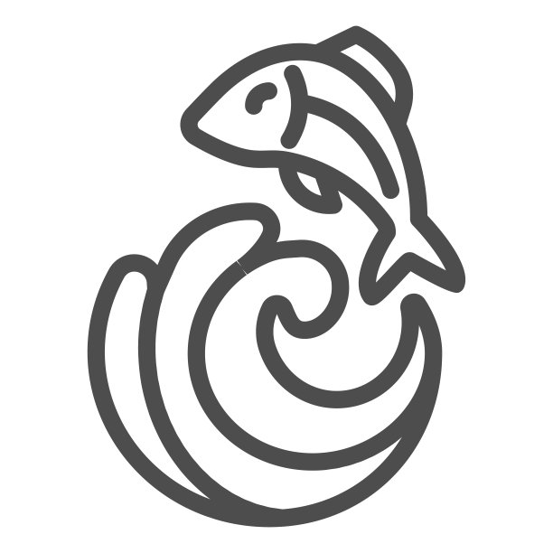 波浪与鱼线的图标。钓鱼矢量插图孤立在白色。鱼在海里的轮廓风格设计，设计为web和应用程序。Eps 10。图片下载