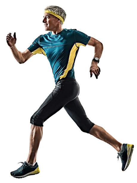 老年人跑步，跑步，慢跑，轮廓孤立的白色背景图片下载