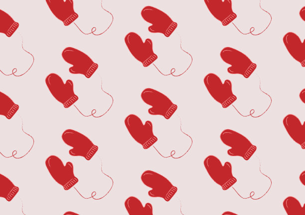 圣诞红暖冬手套无缝图案上的粉色背景图片下载