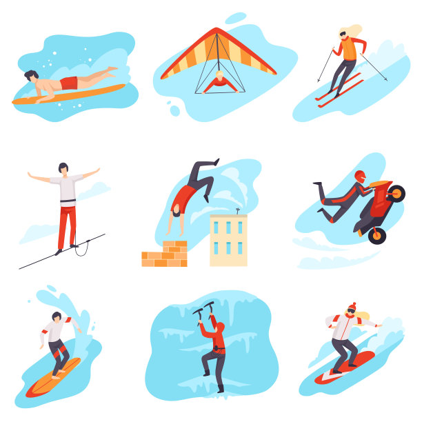 人物做极限运动矢量插图孤立的白色背景图片下载