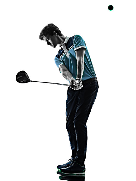 男子高尔夫球手高尔夫孤立的影子剪影白色背景图片下载