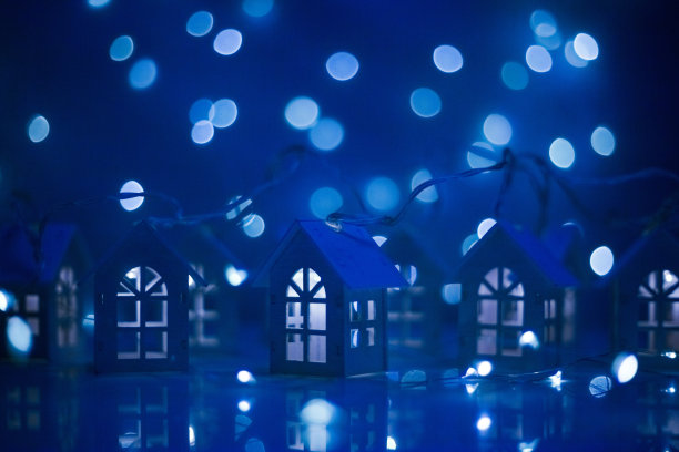 发光的房子圣诞卡片图片下载