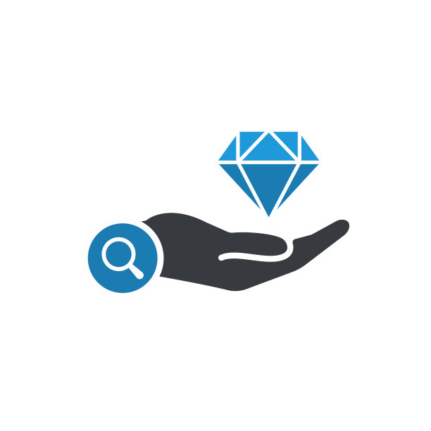 手势中的钻石。商业核心图标具有研究标志、探索标志、发现标志、检查标志图片下载