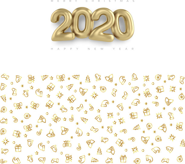 用金色沙子和装饰品装饰的2020年新年横幅图片下载