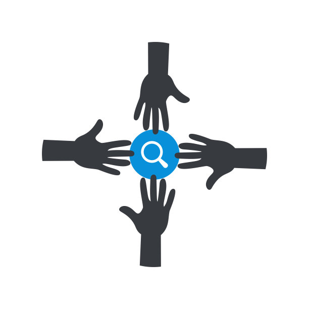 团队合作精神。团队携手图标与研究标志、探索标志、发现标志、检查标志图片下载