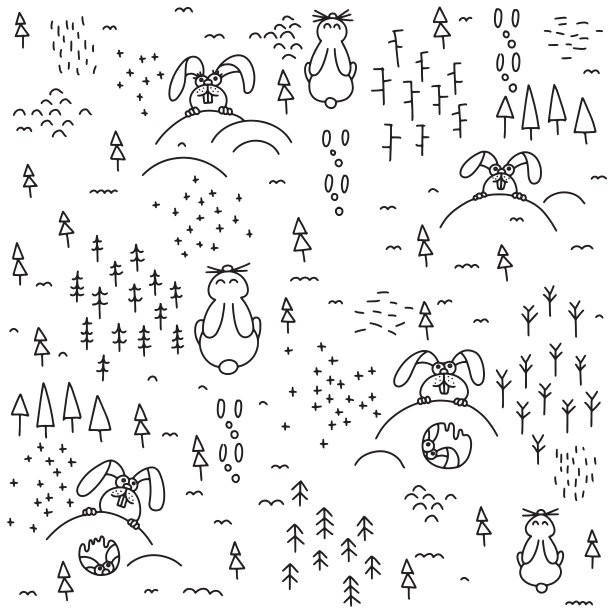 矢量卡通无缝圣诞冬季假日模式图片下载