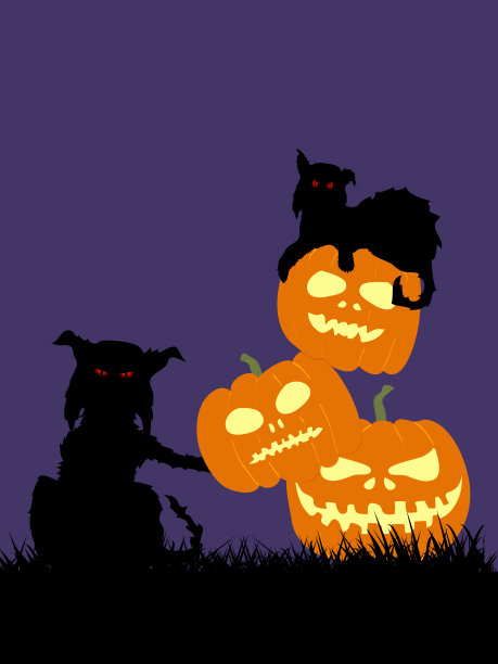 万圣节猫和南瓜的背景图片下载
