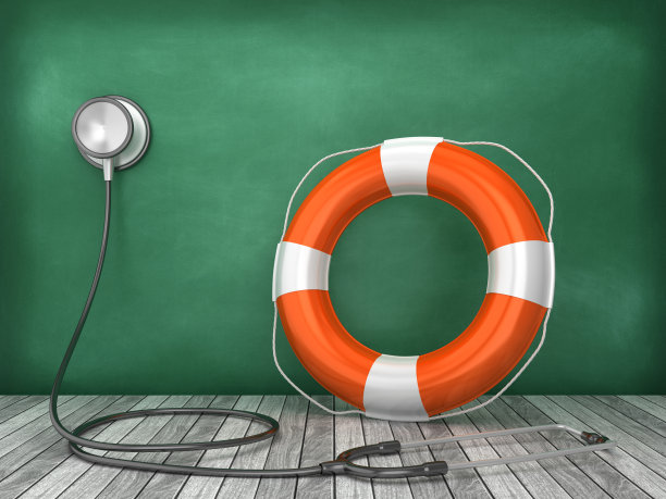 听诊器与生活带黑板背景- 3D渲染图片下载