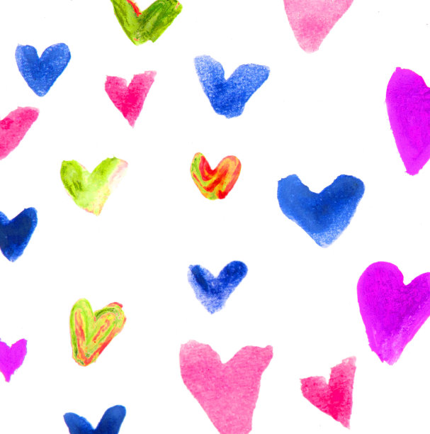 艺术手绘小心水彩在白色的背景。图片下载