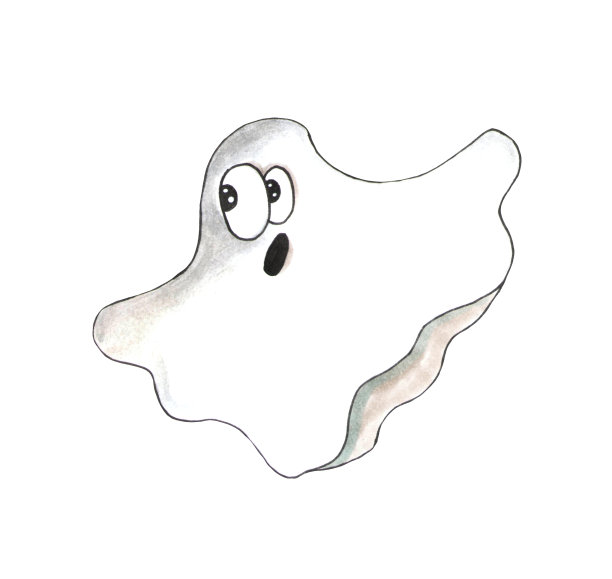 万圣节手绘插图。水彩鬼魂，精灵，博格特孤立在白色背景上。图片下载