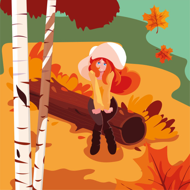 秋景里戴着帽子的女人图片下载