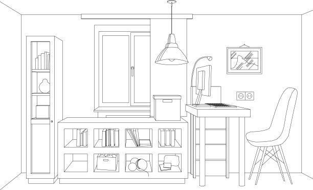 矢量发线客厅，实物，图片，砖墙，数码纸，图形插图线画图片下载