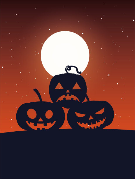 万圣节场景中的南瓜面带恐惧图片下载