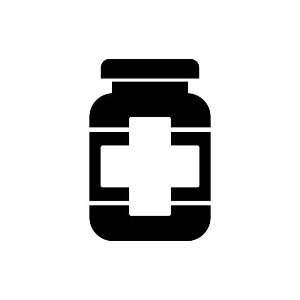 药瓶和药丸黑白图标矢量图图片下载